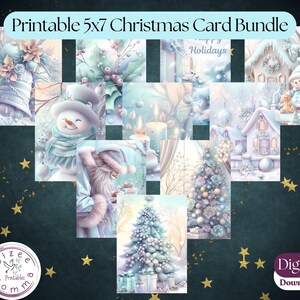 Conjunto de cartões de Natal em aquarela: Saudações de Natal (PDF)