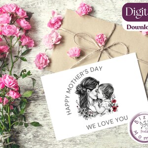Printable Mother&#39;s Day Card, Mother&#39;s Day Greeting Card Instant Download, For Mom, Gift ideas for mom