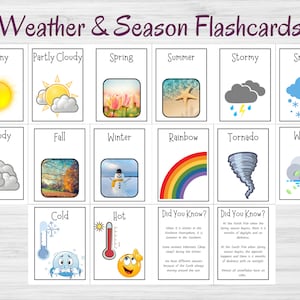 Cartes météo pour chaque saison Cartes mémoire pour le programme de sciences à imprimer pour l'école à la maison Matériel et ressources pour le programme de sciences