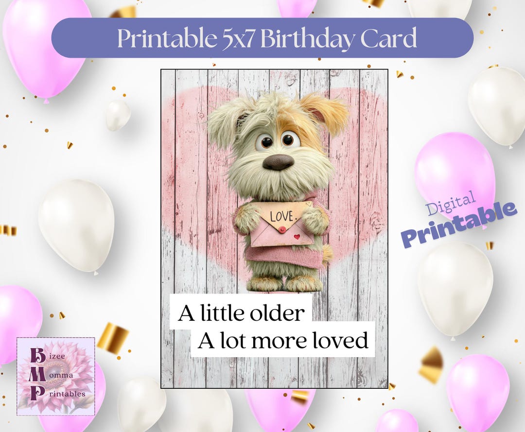 Puppy Birthday Card | Happy Birthday | Kids, Dog Lovers 5x7 (PDF ...