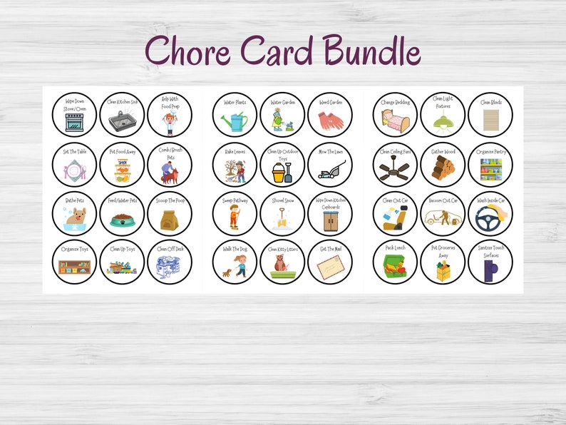 Chore Cards for Kids, Family Chore Cards, Chore Printables, PDF ...