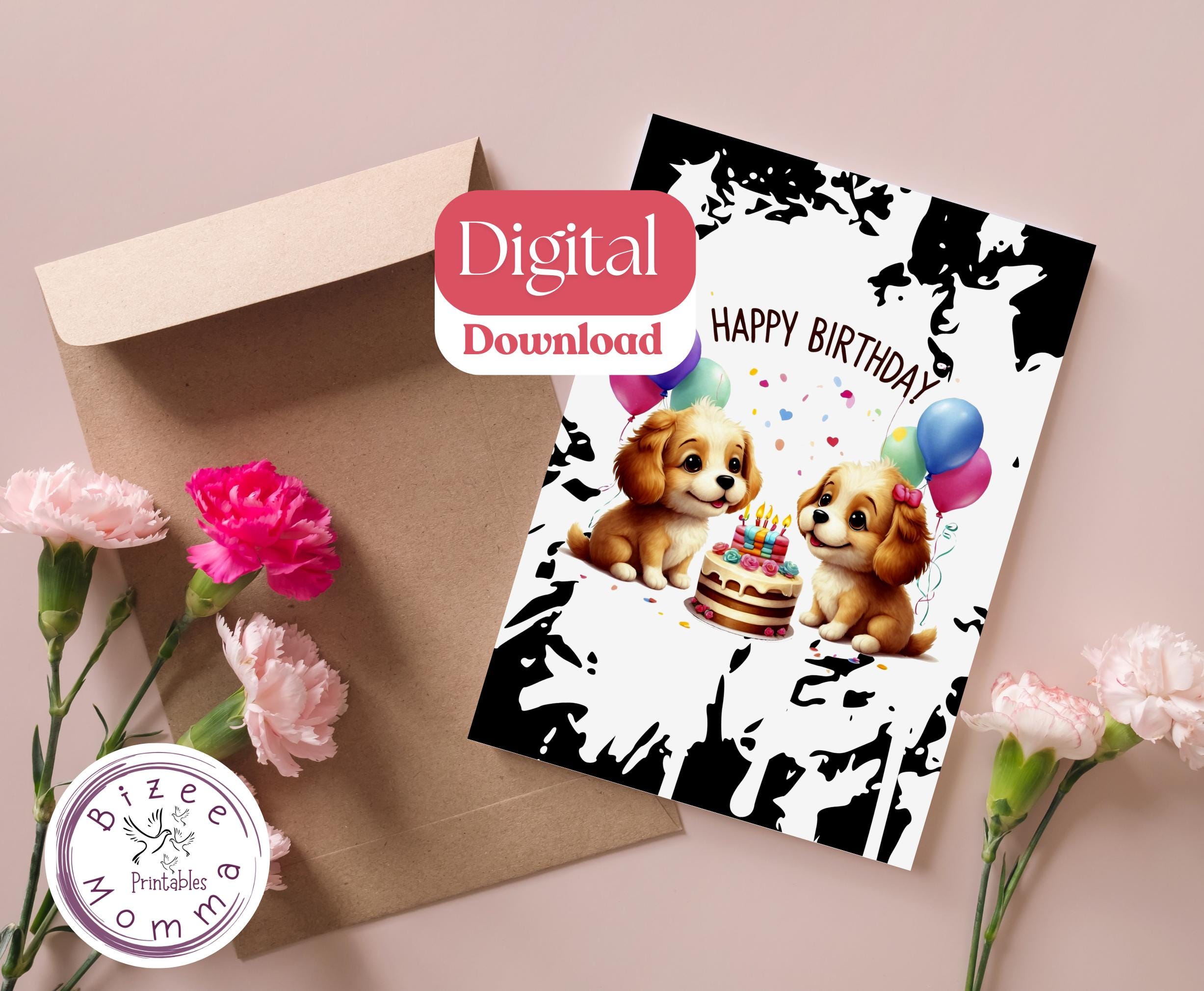 Puppy Birthday Card for Kids and Friends (PDF) - Etsy