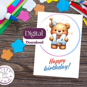 Vierzehnte Geburtstagskarte, 14.Geburtstagskarte, alles Gute zum Geburtstag, alles Gute zum 14. Geburtstag, alles Gute zum vierzehnten Geburtstag, Geburtstagskarte druckbar