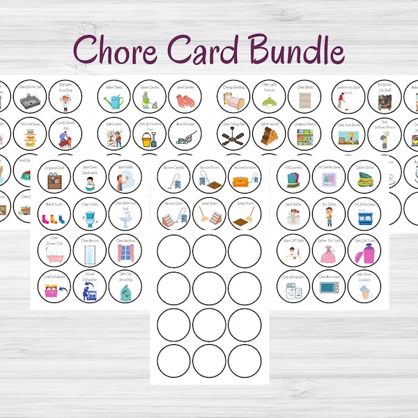 Chore Cards for Kids, Family Chore Cards, Chore Printables, PDF Printable Chores