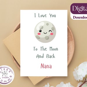 Tarjeta imprimible para Nana Tarjeta de feliz cumpleaños para el día de la madre Nana Te amo Nana