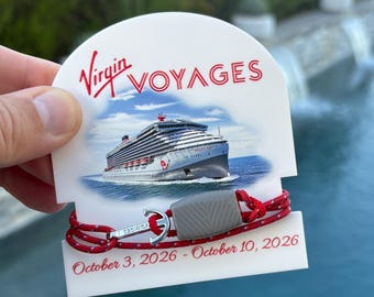 Virgin Voyages Wristband Holder – Personalized Acrylic Cruise Keepsake: 4 Ship Designs To Choose From
