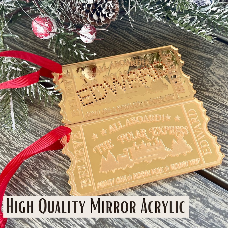 💖Buy 2 Free Shipping💖Train Ticket Punch Out Christmas Name Tag Ornament, Childs Gift Tag, Christmas Ornament, Christmas Tag, Stocking, Customized Tag Ornament