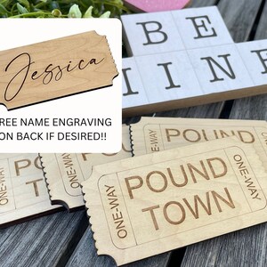 Wooden Pound Town Ticket, Gag Gift For Him, Trending Gift For Him, Ticket to Paradise, Valentines Gift For Him, Valentines Day Gag Gift