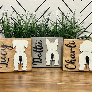 Personalized Dog Leash Holder: Laser Cut Wood Sign, Custom Dog Breed