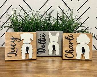 Personalized Dog Leash Holder: Laser Cut Wood Sign, Custom Dog Breed