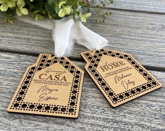 Boho Rattan Wood Realtor Gift Tag: Welcome Home Closing Gift