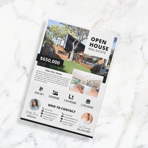 Co-Branded Open House Flyer Vorlage, Flyer Vorlage für die offene Wohnung, Werbeflyer, Realtor Flyer, Canva