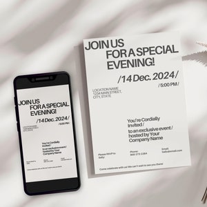 Sjabloon zakelijke uitnodiging, uitnodiging speciaal evenement, digitaal: You're Invited, IG Story-uitnodigingssjabloon, tekstuitnodiging canvas, zakelijk