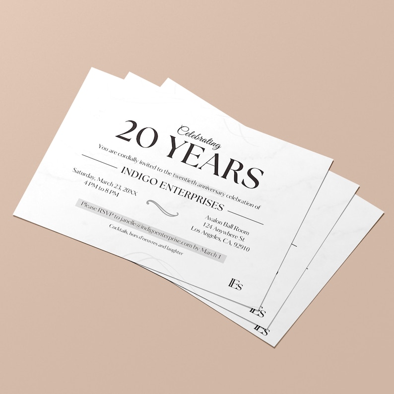 Goodbye After 20 Years Of Business Template 20th Business Anniversary, 20 Year Business Invite, Modern 20th