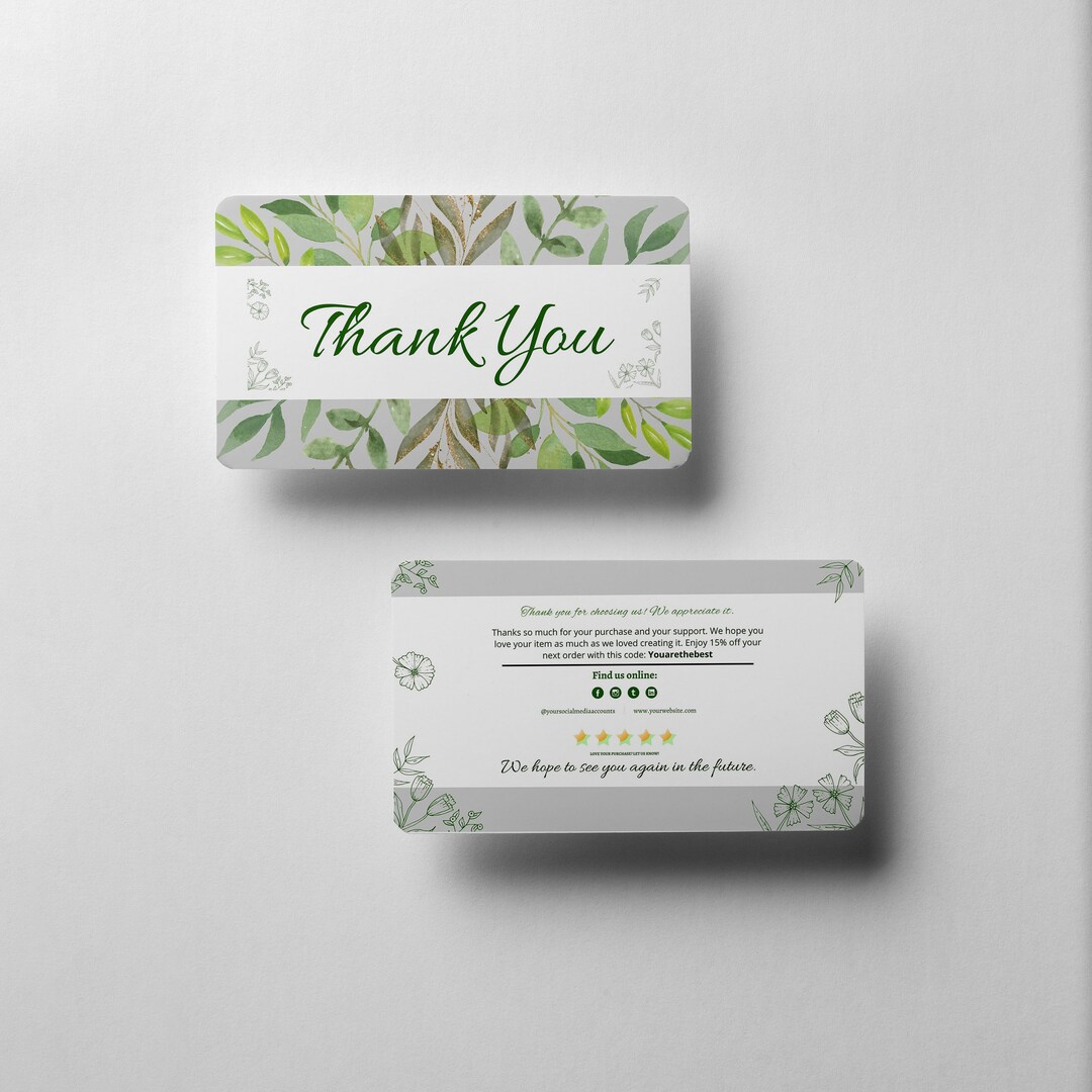 Editable Small Business Thank You Card Template, Printable Thanks for ...