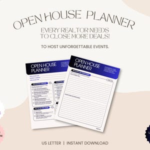 Open House Planner, Realtor Event Checklist, Open House Checklist, Real Estate Planner, Open House Guide, Realtor Task List,Property Showing