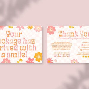 Retro Thank You Card Template Canva, Editable Small Business 70s Groovy ...