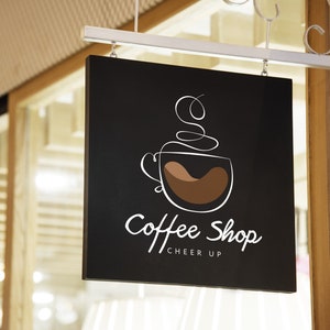 Modelo de logotipo de cafeteria, logotipo de empresa de café, logotipo de café, design de logotipo de café, logotipo mínimo de cafeteria, desenhado à mão, design de logotipo pré-fabricado
