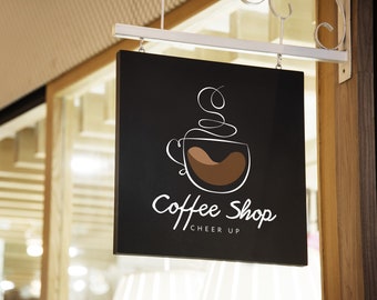 Coffee Shop Logo Template, Coffee Business Logo, Cafe Logo, Coffee Logo Design, Minimal Coffee House Logo, Hand Drawn, Pre made Logo Design