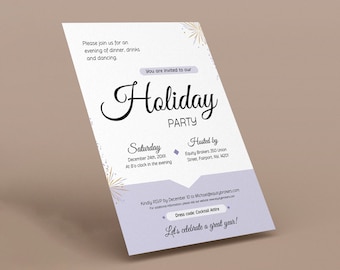 Elegant Classy Holiday Party Invitation Editable Template, Corporate Business Printable Digital Download, Formal Professional Work