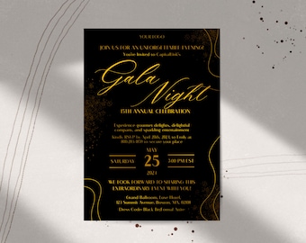 Gala Invitation Template, Dinner Party Invitation, Business Invitation Template Editable Digital Invitation,Editable Auction Gala,Fundraiser