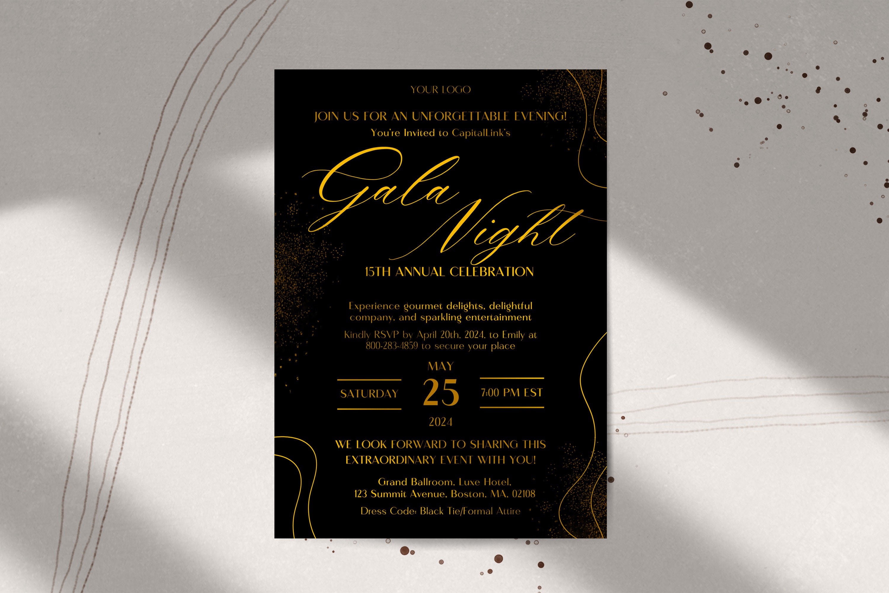 Gala Invitation Template, Dinner Party Invitation, Business Invitation ...