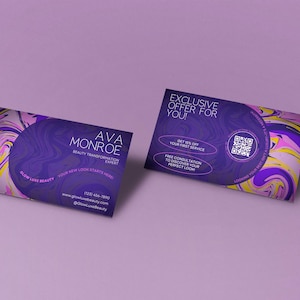 Modern Business Card TEMPLATE with Customizable QR Code | Corporate, DIY, Social Contact, Real Estate Business Card Template | Beauty Tech