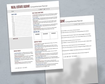 Real Estate Template, Realtor Daily Planner, Real Estate Agent Canva Template, Track Daily Tasks, Prospecting, Communication, Marketing