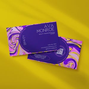Editable Beauty Business Card Template Design, QR Code Card, Salon Business Card, DIY Canva Template, Lash Tech Business Card, Nails, Hair