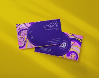 Editable Beauty Business Card Template Design, QR Code Card, Salon Business Card, DIY Canva Template, Lash Tech Business Card, Nails, Hair
