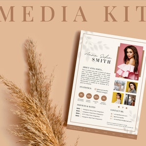 Influencer Media Kit Tiktok and Instagram Influencer Marketing | Youtube Media Kit Facebook | 1 Page Media Kit Template Canva Media kit