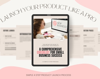Product Launch Checklist, Product Launch Plan, Product Launch Template, Small Business Guide, Small Business Owner Strategy, Canva Template
