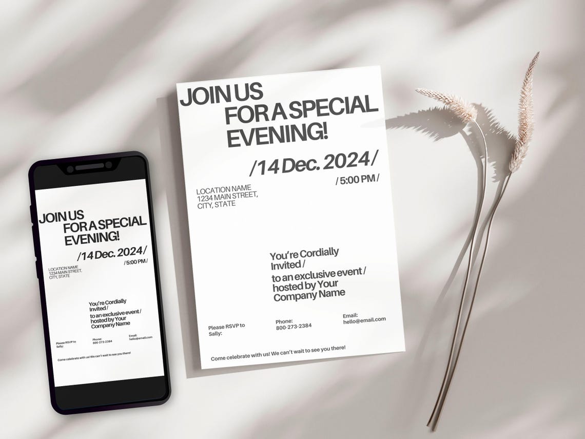 Business Invitation Template, Special Event Invitation, Digital You're ...