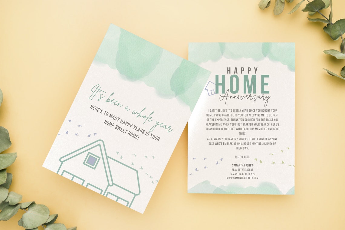 Happy Home Anniversary Card It's Been A Whole Year Home Etsy