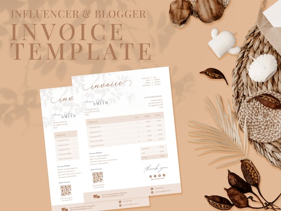 Invoice Template for Influencers & Bloggers Editable Canva - Etsy