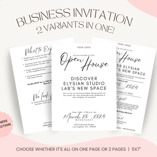 Open House Invitation Template | Mixer Invite | Small Business Marketing | Grand Opening | Print or Post | Editable | Digital Download
