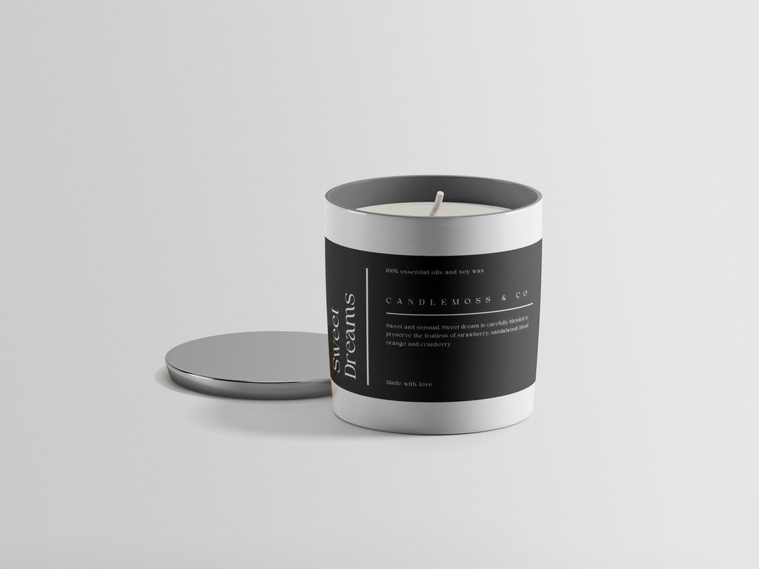 Modern Candle Label Template Editable Thin Candle Label Etsy