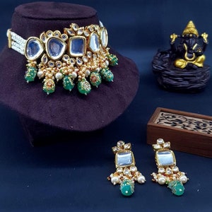 Kundan Choker Set/Indian Jewelry/Asian Jewelry/Festive Necklace Set/Partywear Choker Set/Wedding Jewelry Set