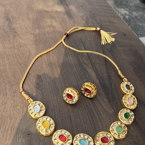 Multicoloured Necklace Set | Indian Necklace | Gold Necklace Set | Statement Jewelry | Bollywood | Indian wedding jewelry| Indian jewelry