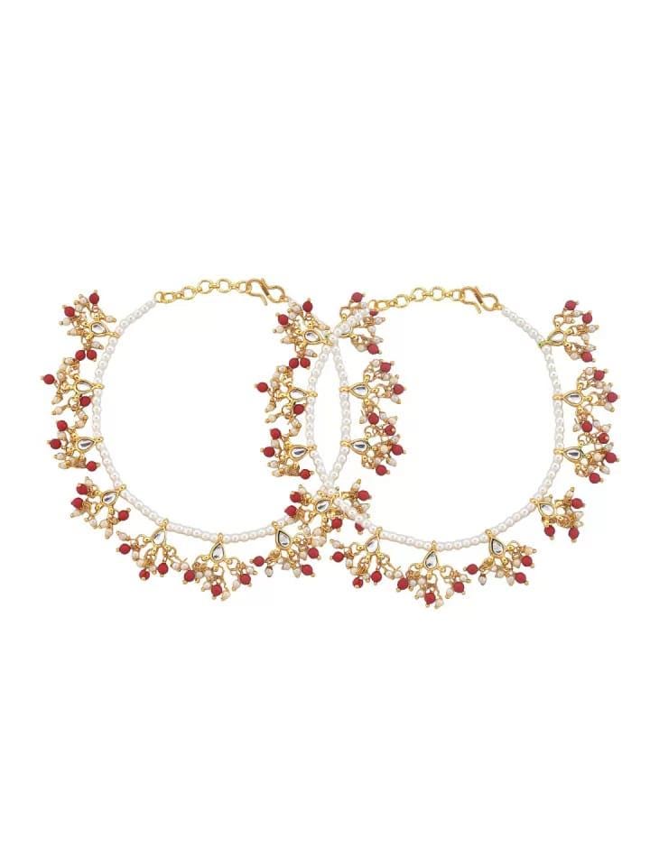 Red Payal Indian Gold Anklets Payal, Pearl & Red Bead Jhanjar Jewelry (pair) - Etsy
