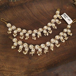 Indian Handmade Sahara White Pearl Beads Kaan Chain Ear Chain/ Sahare /Pearl Kaan chain/ Earing support chain Jewelry for Women