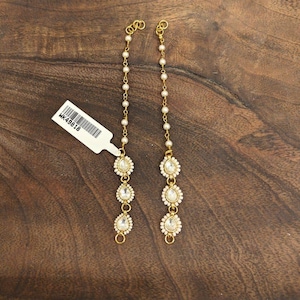 Indian Handmade Sahara White Pearl Beads Kaan Chain Ear Chain/ Sahare /Pearl Kaan chain/ Earing support chain Jewelry for Women