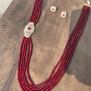 Red Beaded Mala Necklace Long Set Groom | Indian Pakistani Wedding Jewelry