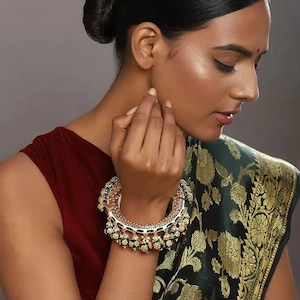 Rajwadi Kada / Pachali bangles / Meenakari Openable Kada/Indian Wedding jewelry/Kundan bridal bangles set/Gold Kada bangles/