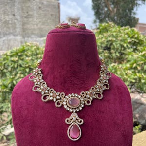 Pink Gold Sabyasachi Victorian Choker Indian Jewelry Necklace Choker Indian Necklace Bollywood Jewelry Doublet Set