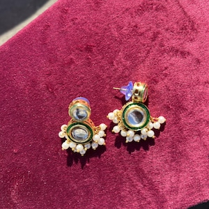 Small Kundan Polki Pearl Earrings | Sabyasachi Jewelry |Indian Jewelry |Fine Kundan Earring |Indian Earrings |Statement Earrings