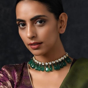 Emerald Kundan Choker Necklace - Indian Wedding Jewelry