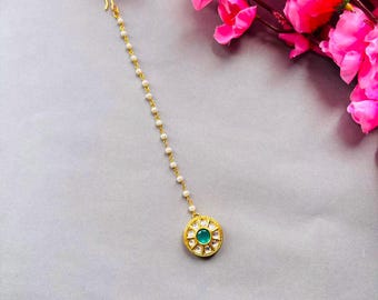 Indian Kundan Maangtikka, Traditional Jewelry, Lightweight Maangtikka, Handcrafted Tikka