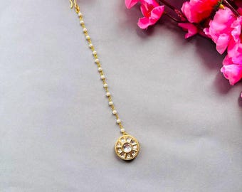Indien Kundan Maangtikka, Bijoux traditionnels, Maangtikka léger, Tikka fabriqué à la main