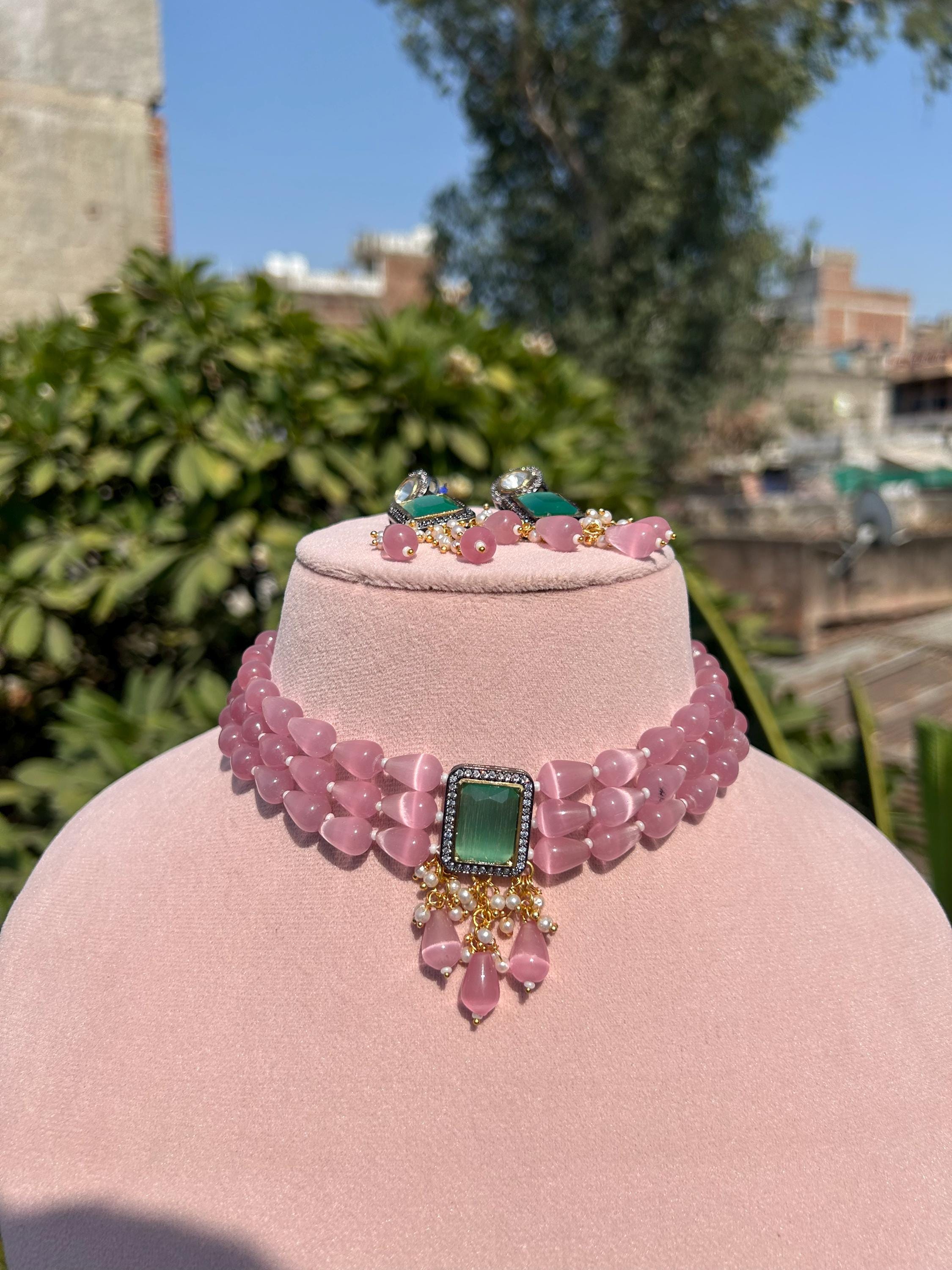 Pink Green Kundan - Etsy Pink Green Kundan - Etsy
